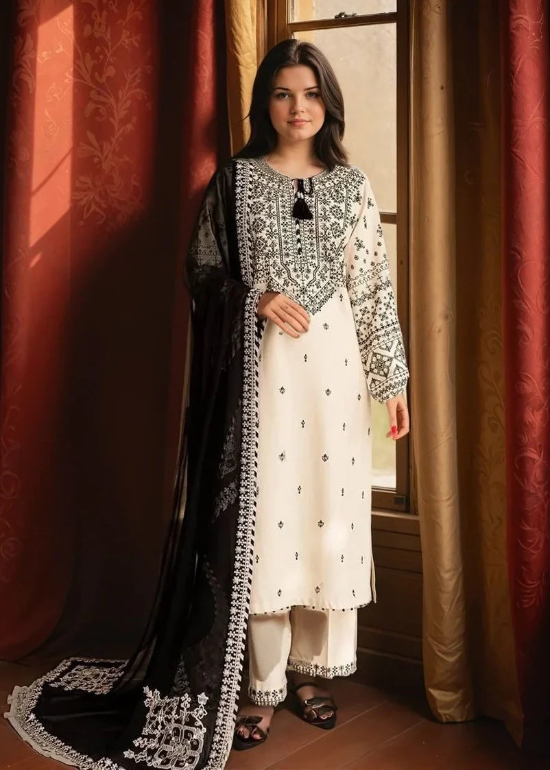 Embroidered stitched Cotton- 3 Pc