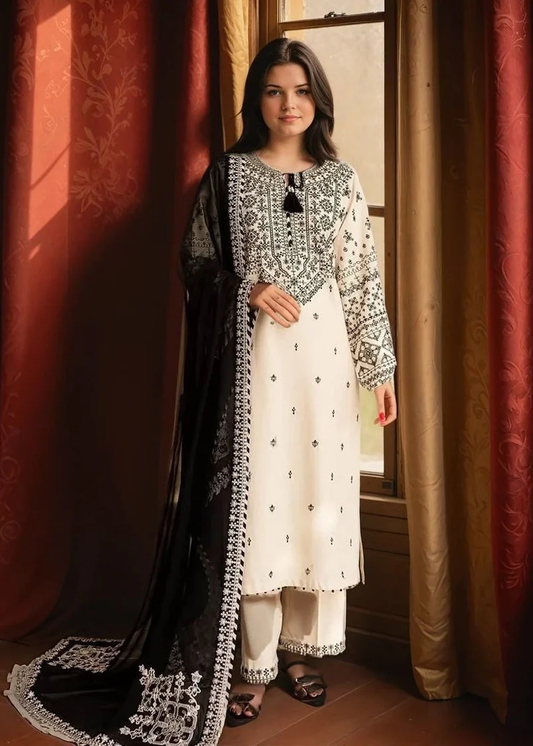 Embroidered stitched Cotton- 3 Pc