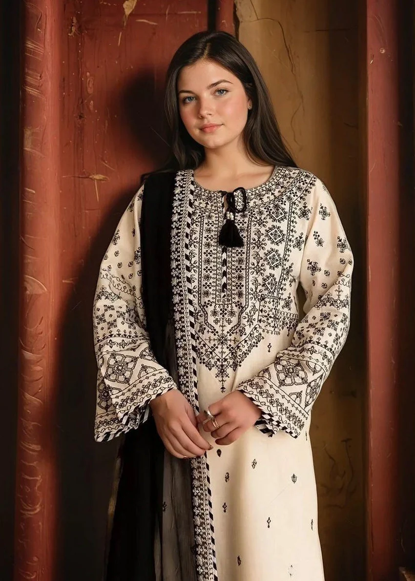 Embroidered stitched Cotton- 3 Pc