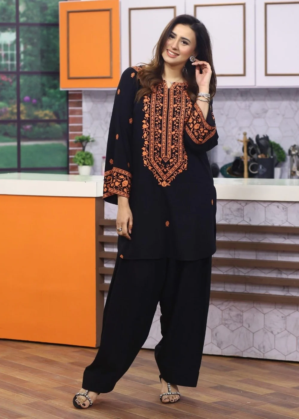 Zouk Embroidered black  2 pieces